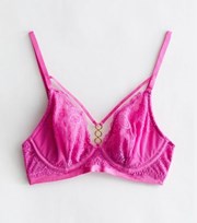 New Look Bright Pink Lace Long Demi Bra